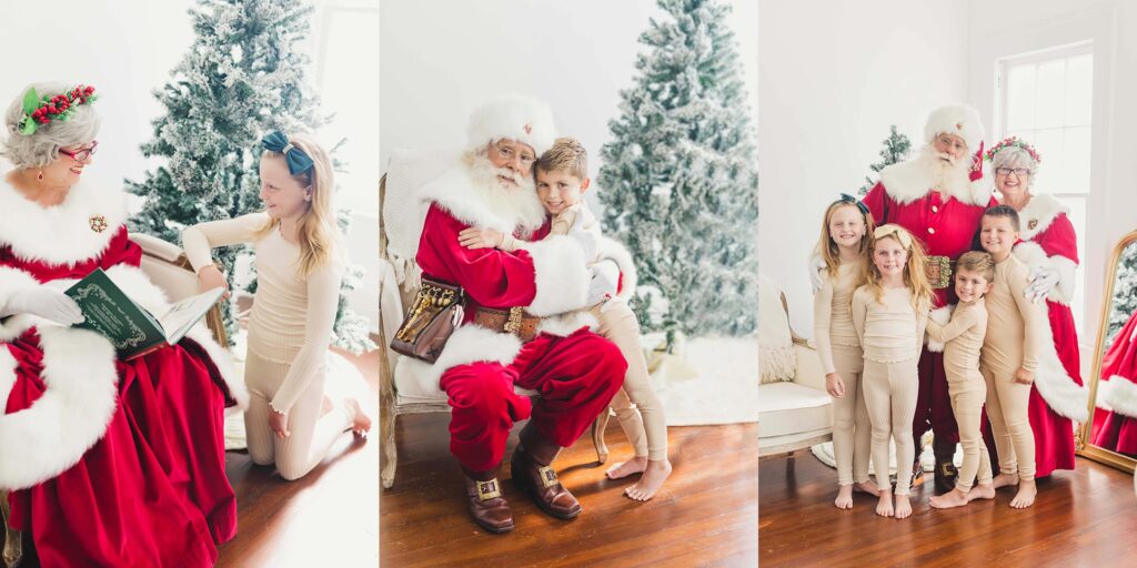 Santa and Mrs Claus photos with kids. Roohi photography. 