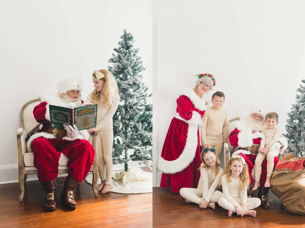 Santa and Mrs Claus photos with kids. Roohi photography. 
